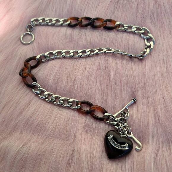 Juicy Couture Y2K Tortoiseshell & Silver-tone Puffy Heart Starter Vintage Charm - Picture 1 of 6
